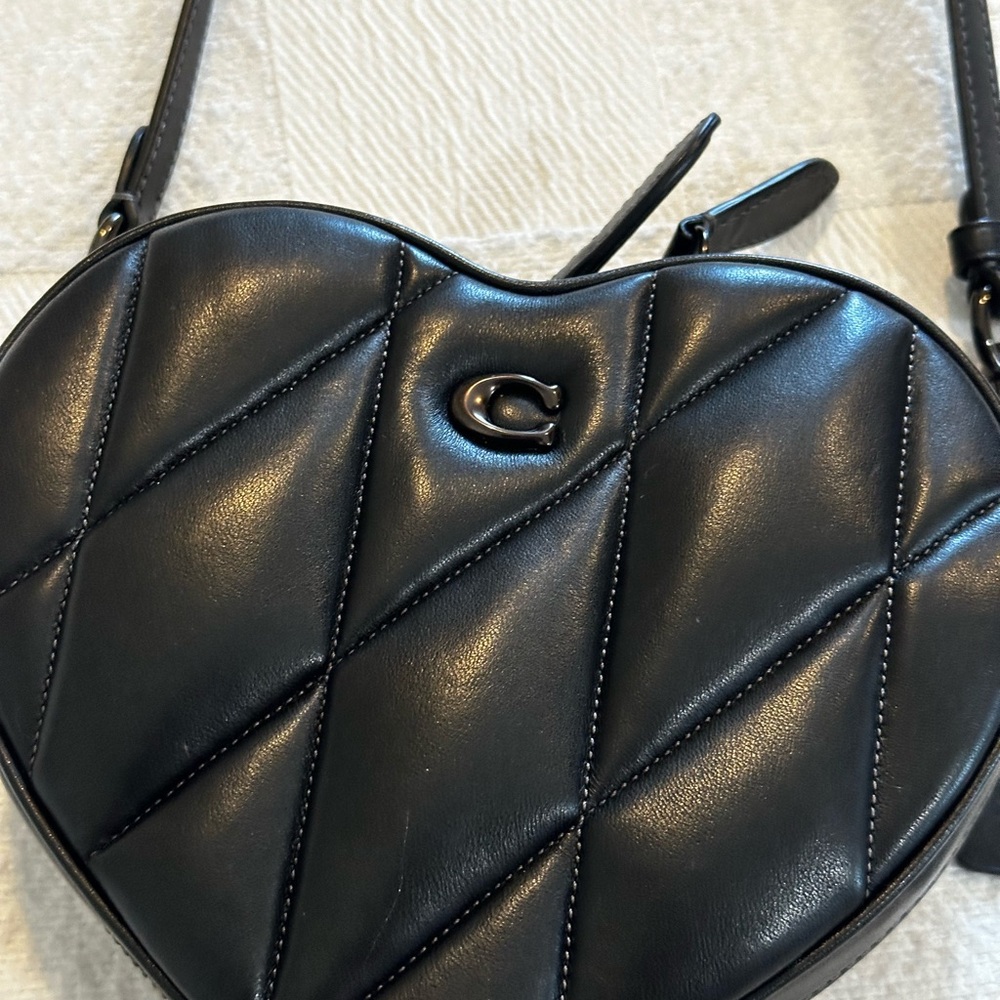 Coach heart leather quilted crossbody